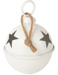 Grande Boule de Noël déco à suspendre Diamètre 16 cm en Métal Blanc Mat Motif étoiles Stello - 1