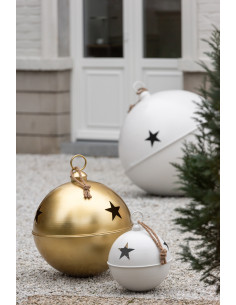 Grande Boule de Noël déco à suspendre Diamètre 16 cm en Métal Blanc Mat Motif étoiles Stello - 2