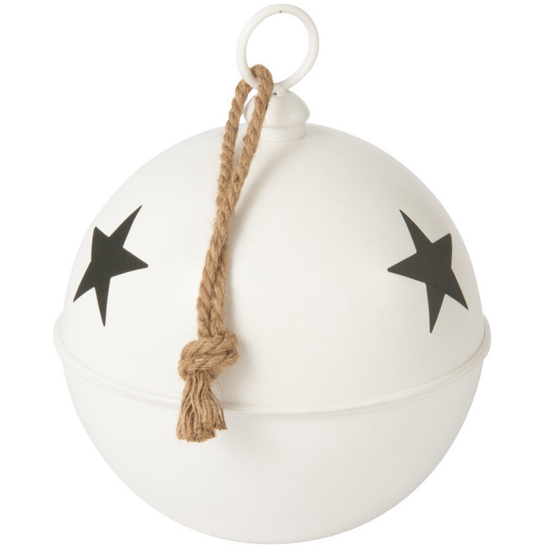 Grande Boule de Noël déco à suspendre Diamètre 30 cm en Métal Blanc Mat Motif étoiles Stello - 1