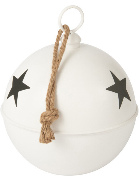 Grande Boule de Noël déco à suspendre Diamètre 30 cm en Métal Blanc Mat Motif étoiles Stello - 1