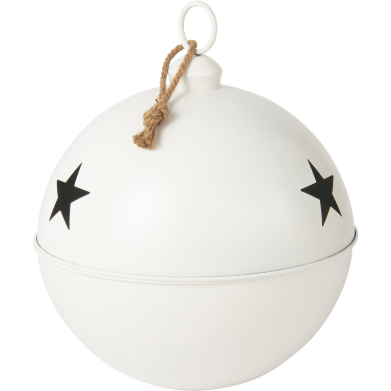 Grande Boule de Noël déco XL à suspendre Diamètre 51 cm en Métal Blanc Mat Motif étoiles Stello - 1