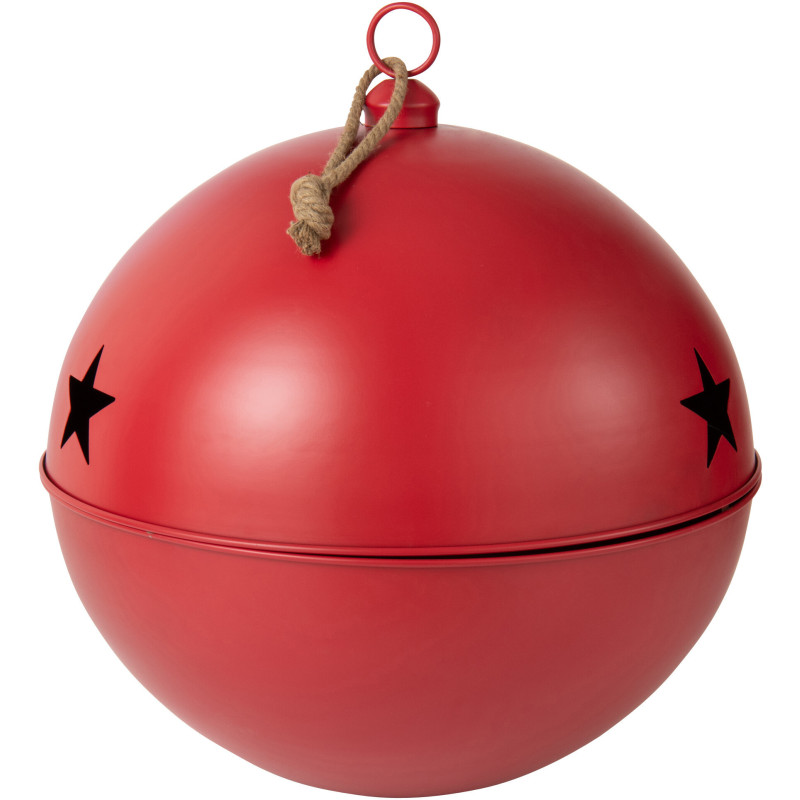Grande Boule de Noël déco XXL à suspendre Diamètre 80 cm en Métal Rouge Mat Motif étoiles Stello - 1