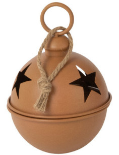 Grande Boule de Noël déco à suspendre Diamètre 16 cm en Métal Marron rouille Motif étoiles Stello - 1