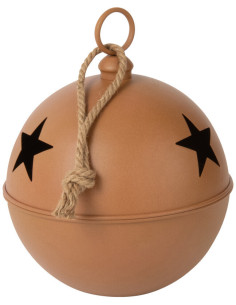 Grande Boule de Noël déco à suspendre Diamètre 30 cm en Métal Marron rouille Motif étoiles Stello - 1