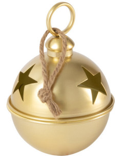 Grande Boule de Noël déco à suspendre Diamètre 16 cm en Métal Doré Motif étoiles Stello - 1