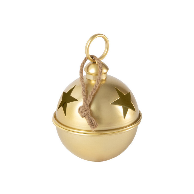 Grande Boule de Noël déco à suspendre Diamètre 16 cm en Métal Doré Motif étoiles Stello - 1