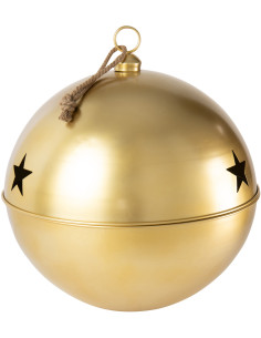 Grande Boule de Noël déco XXL à suspendre Diamètre 80 cm en Métal Doré Motif étoiles Stello - 1