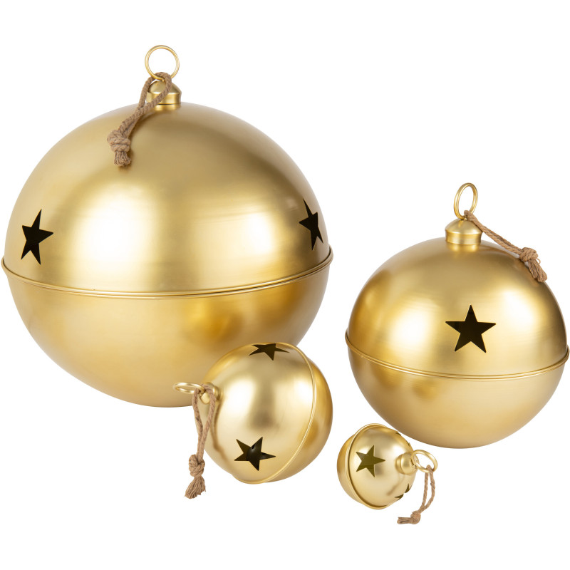 Grande Boule de Noël déco XXL à suspendre Diamètre 80 cm en Métal Doré Motif étoiles Stello - 3