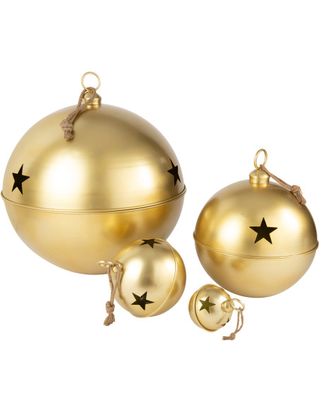 Grande Boule de Noël déco XXL à suspendre Diamètre 80 cm en Métal Doré Motif étoiles Stello - 3