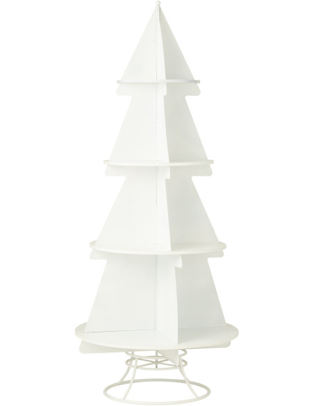 Grande Étagère originale Sapin de Noël 4 niveaux 214 cm en Métal Blanc X'mas - 1