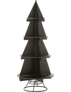 Grande Étagère originale Sapin de Noël 4 niveaux 214 cm en Métal Noir X'mas - 1