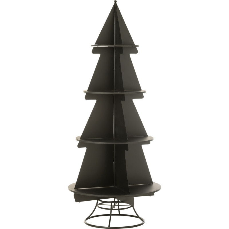 Grande Étagère originale Sapin de Noël 4 niveaux 214 cm en Métal Noir X'mas - 1