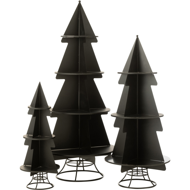 Grande Étagère originale Sapin de Noël 4 niveaux 214 cm en Métal Noir X'mas - 5