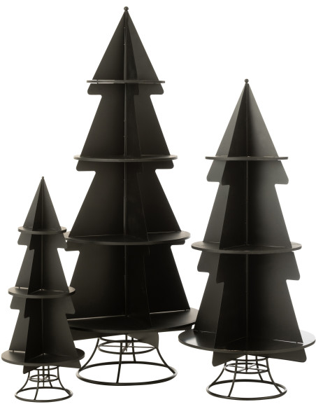 Grande Étagère originale Sapin de Noël 4 niveaux 214 cm en Métal Noir X'mas - 5