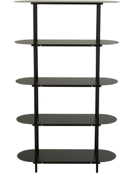 Grand Étagère moderne Ovale 5 niveaux en Métal Noir Loftina