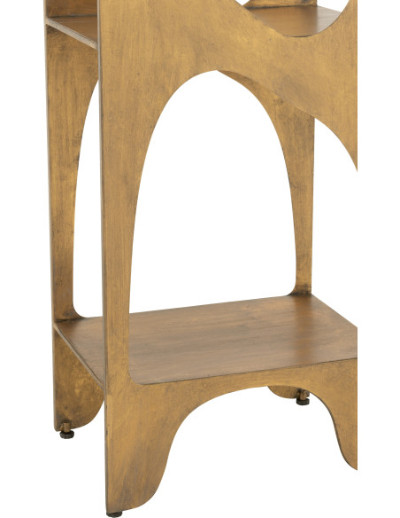 Grande Étagère moderne chic 4 niveaux en Métal Doré Vieilli Var J-Line - 5