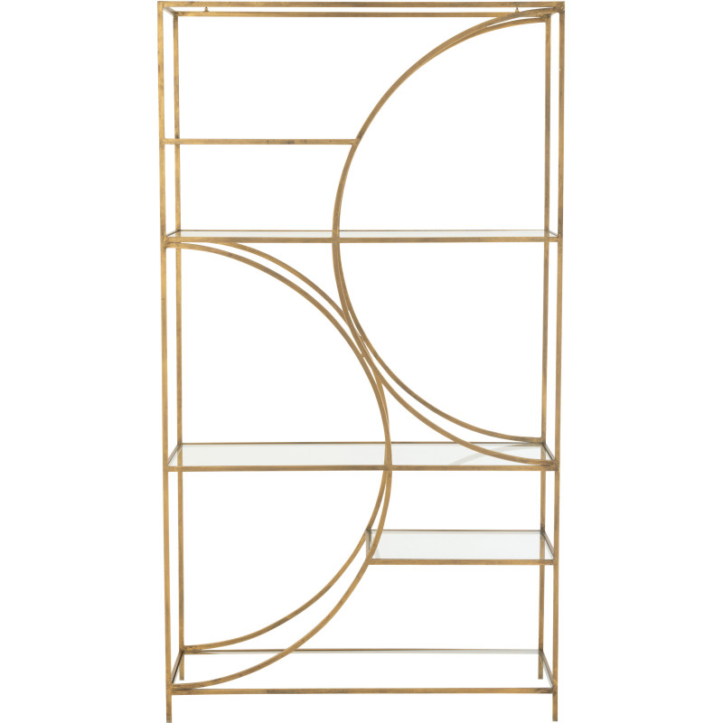 Grande Étagère moderne chic 6 niveaux en Métal Doré Vieilli Verre Transparent Nar - 3