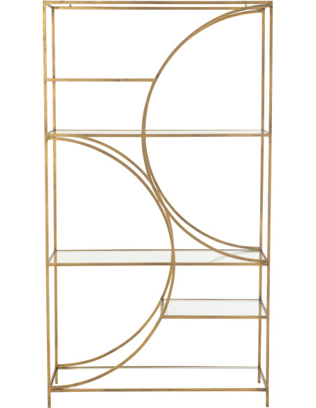 Grande Étagère moderne chic 6 niveaux en Métal Doré Vieilli Verre Transparent Nar - 3