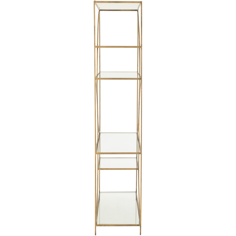 Grande Étagère moderne chic 6 niveaux en Métal Doré Vieilli Verre Transparent Nar - 4