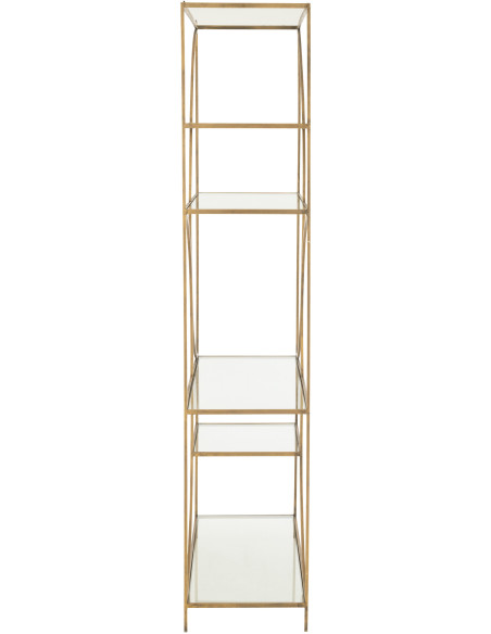 Grande Étagère moderne chic 6 niveaux en Métal Doré Vieilli Verre Transparent Nar - 4
