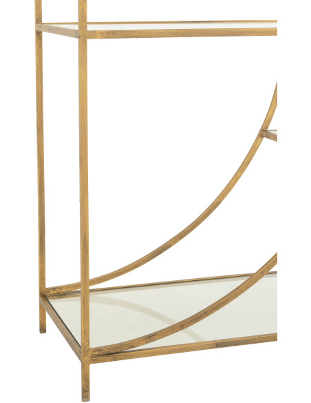 Grande Étagère moderne chic 6 niveaux en Métal Doré Vieilli Verre Transparent Nar - 5