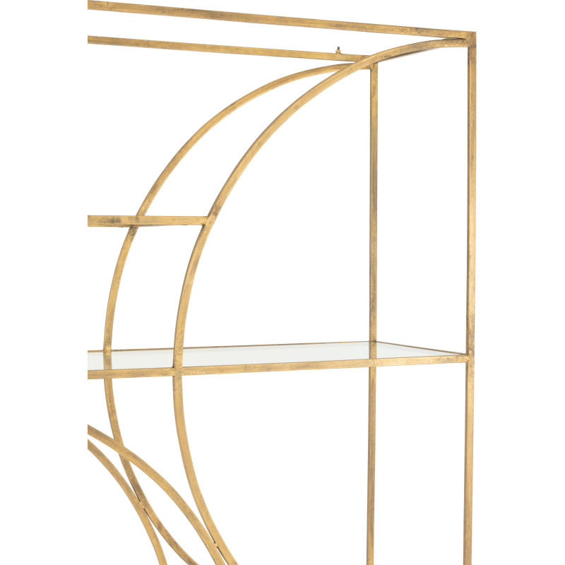 Grande Étagère moderne chic 6 niveaux en Métal Doré Vieilli Verre Transparent Nar - 7