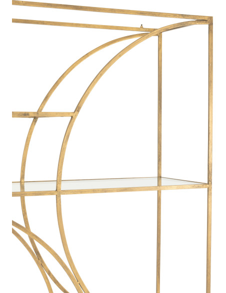 Grande Étagère moderne chic 6 niveaux en Métal Doré Vieilli Verre Transparent Nar - 7