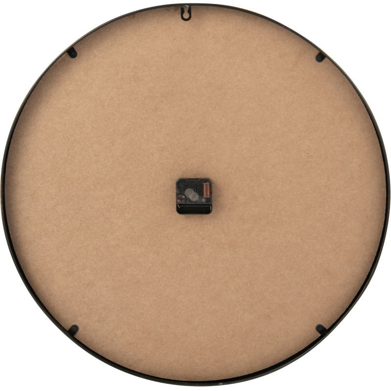 Grande Horloge murale moderne Ronde 60 cm en Bois MDF Noir Rotin Naturel Tressé Timpora - 2