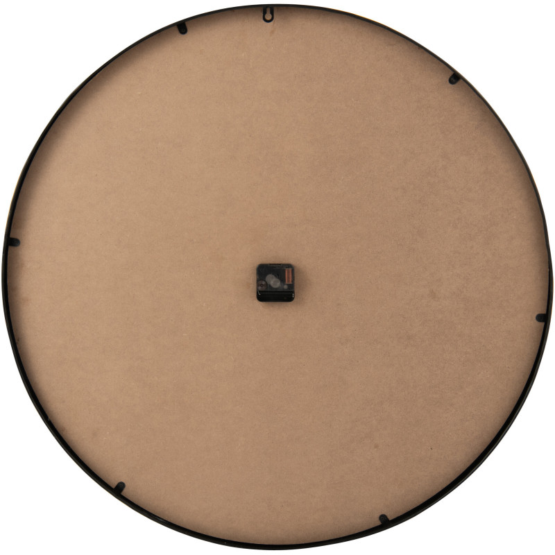 Grande Horloge murale moderne Ronde 80 cm en Bois MDF Noir Rotin Naturel Tressé Timpora - 2