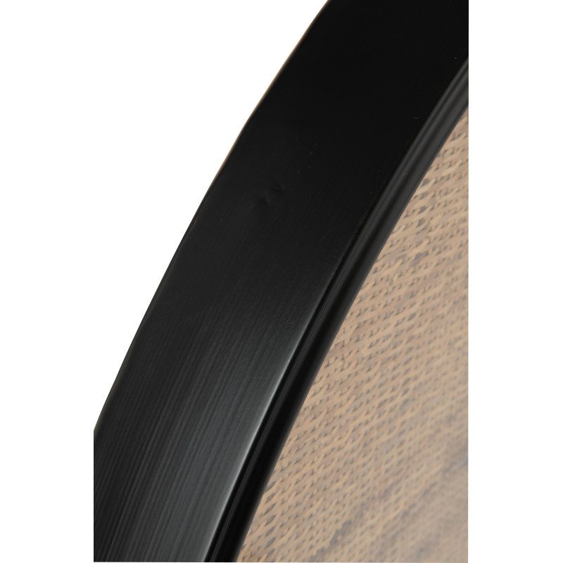 Grande Horloge murale moderne Ronde 80 cm en Bois MDF Noir Rotin Naturel Tressé Timpora - 3