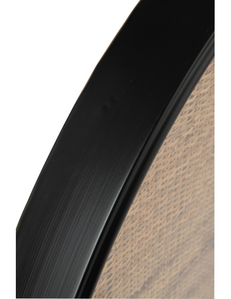 Grande Horloge murale moderne Ronde 80 cm en Bois MDF Noir Rotin Naturel Tressé Timpora - 3
