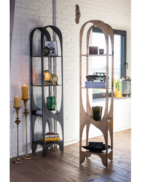 Grande Étagère moderne chic 4 niveaux en Métal Noir Var - 9