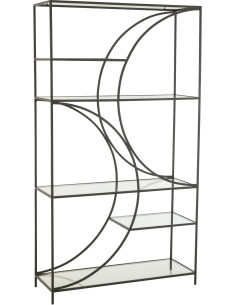 Grande Étagère moderne chic 6 niveaux en Métal Noir Verre Transparent Nar - 1