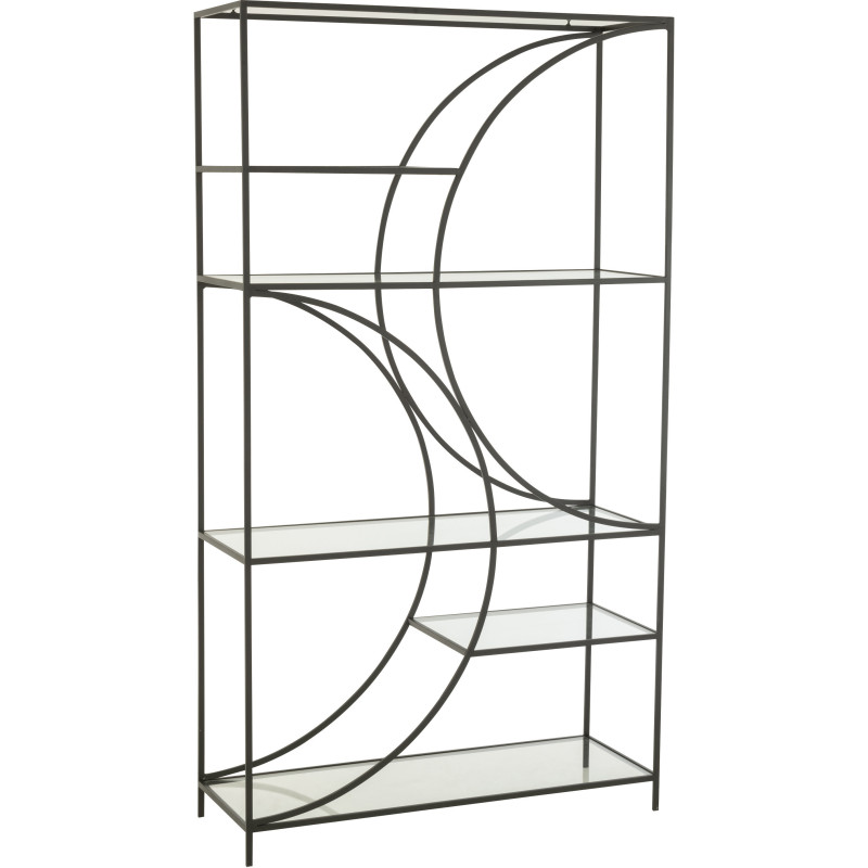Grande Étagère moderne chic 6 niveaux en Métal Noir Verre Transparent Nar - 1