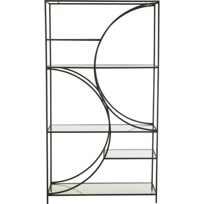 Grande Étagère moderne chic 6 niveaux en Métal Noir Verre Transparent Nar - 3