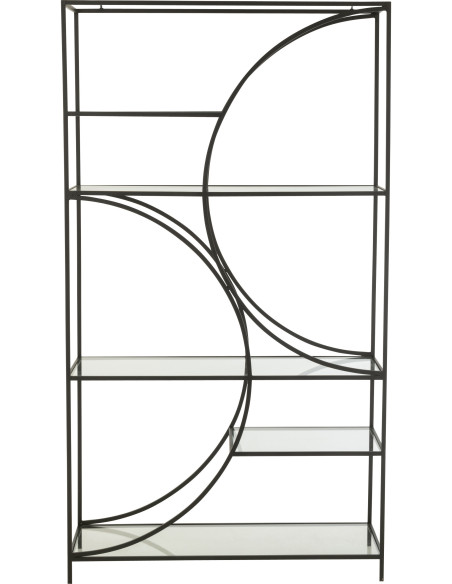Grande Étagère moderne chic 6 niveaux en Métal Noir Verre Transparent Nar - 3