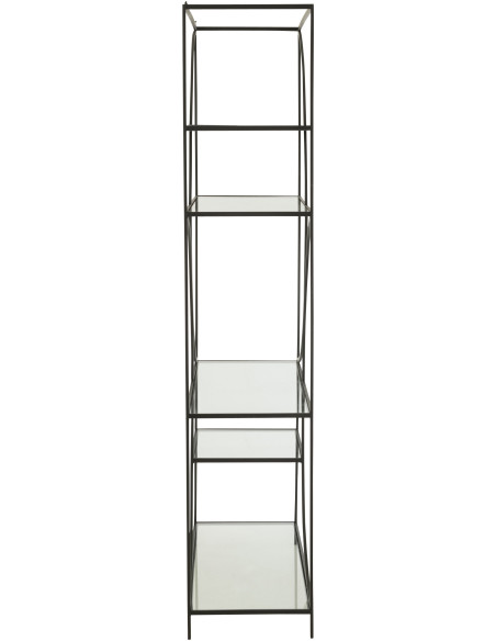 Grande Étagère moderne chic 6 niveaux en Métal Noir Verre Transparent Nar - 4