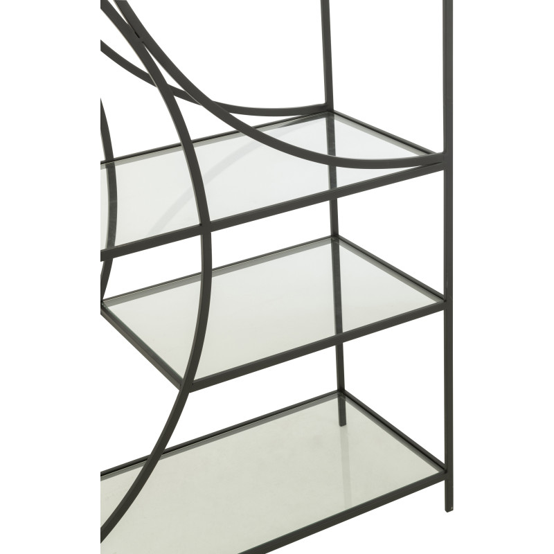 Grande Étagère moderne chic 6 niveaux en Métal Noir Verre Transparent Nar - 6
