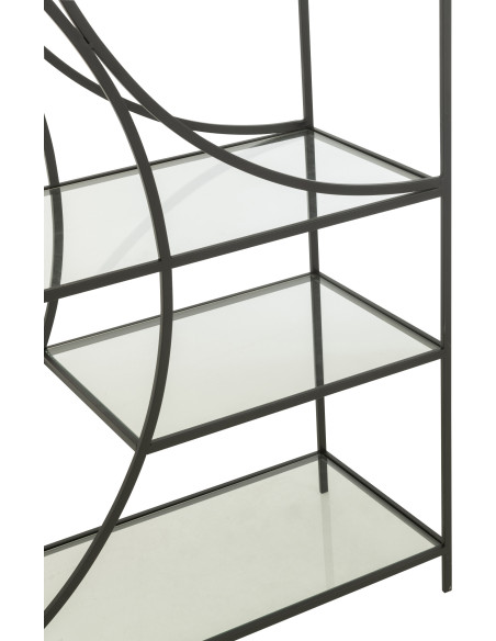 Grande Étagère moderne chic 6 niveaux en Métal Noir Verre Transparent Nar - 6