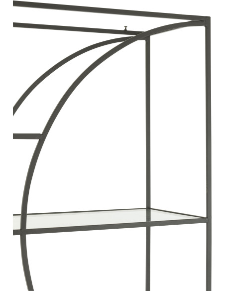 Grande Étagère moderne chic 6 niveaux en Métal Noir Verre Transparent Nar - 7