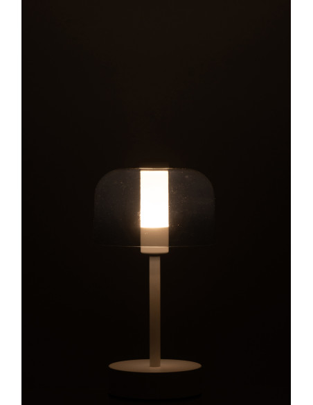 Lampe à poser moderne Tactile sans fil Hauteur 24 cm en Métal Blanc Transparent Woa - 5