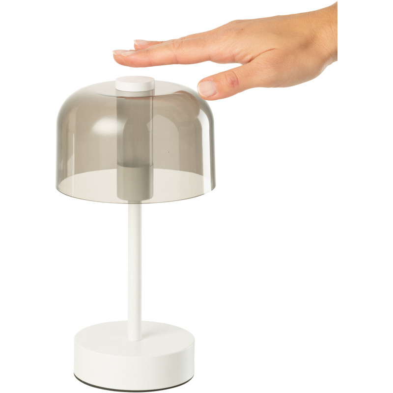 Lampe à poser moderne Tactile sans fil Hauteur 24 cm en Métal Blanc Transparent Woa - 6