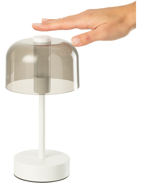 Lampe à poser moderne Tactile sans fil Hauteur 24 cm en Métal Blanc Transparent Woa - 6
