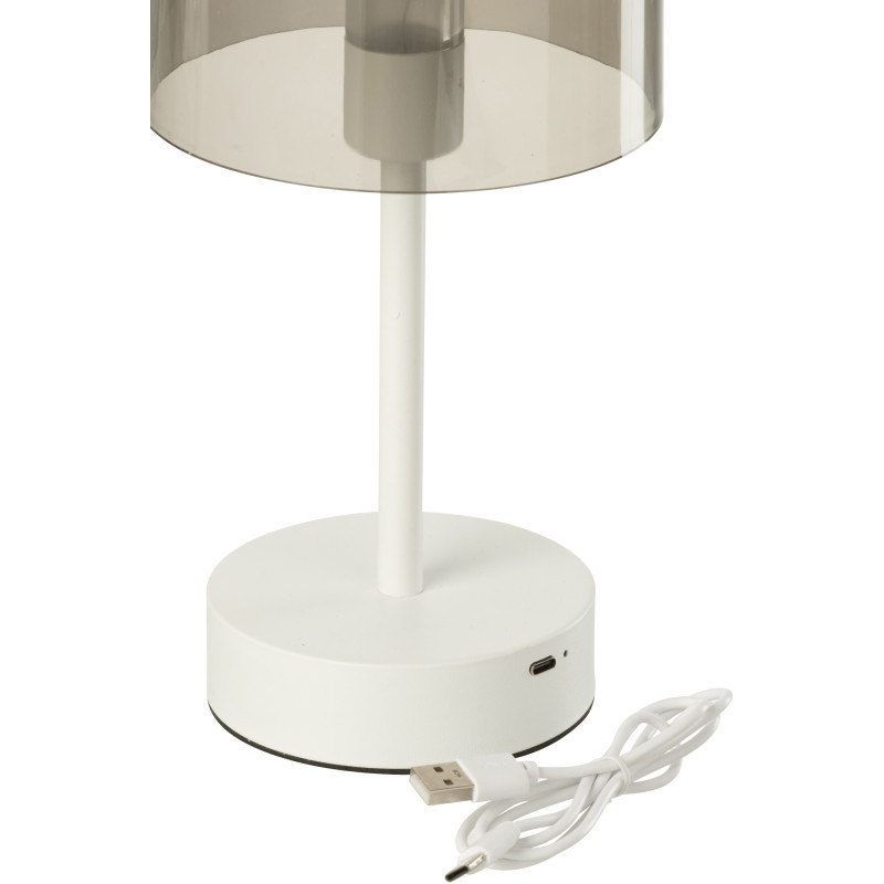 Lampe à poser moderne Tactile sans fil Hauteur 24 cm en Métal Blanc Transparent Woa - 7
