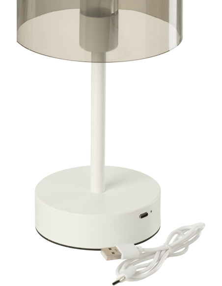 Lampe à poser moderne Tactile sans fil Hauteur 24 cm en Métal Blanc Transparent Woa - 7