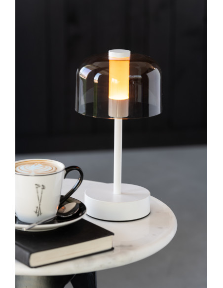 Lampe à poser moderne Tactile sans fil Hauteur 24 cm en Métal Blanc Transparent Woa - 8