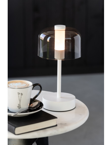 Lampe à poser moderne Tactile sans fil Hauteur 24 cm en Métal Blanc Transparent Woa - 9