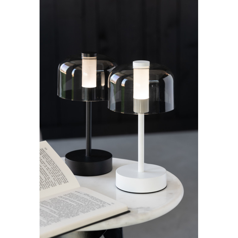 Lampe à poser moderne Tactile sans fil Hauteur 24 cm en Métal Blanc Transparent Woa - 10