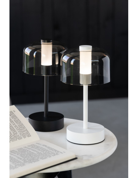 Lampe à poser moderne Tactile sans fil Hauteur 24 cm en Métal Blanc Transparent Woa - 10