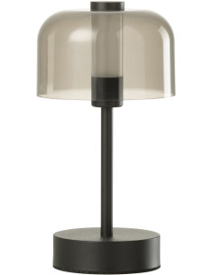 Lampe à poser moderne Tactile sans fil Hauteur 24 cm en Métal Noir Transparent Woa - 1